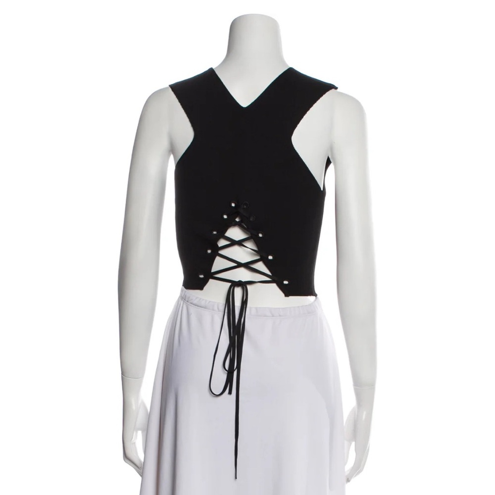 A.L.C. Black Lace-Up Back Crop Top